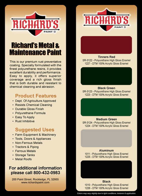 Metal Maintenance Color Card
